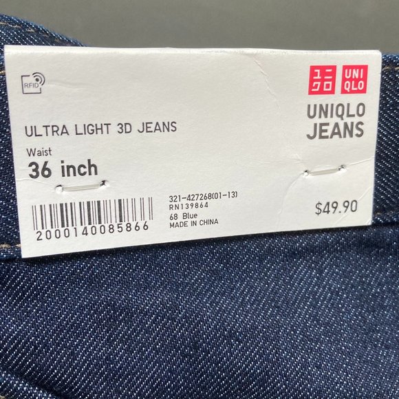 Uniqlo Ultra Light 3D Jeans- Mens 36 - Picture 3 of 3